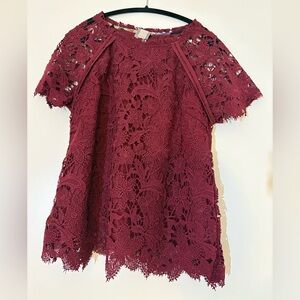 Guest Editor Lace Blouse in Rich Burgundy